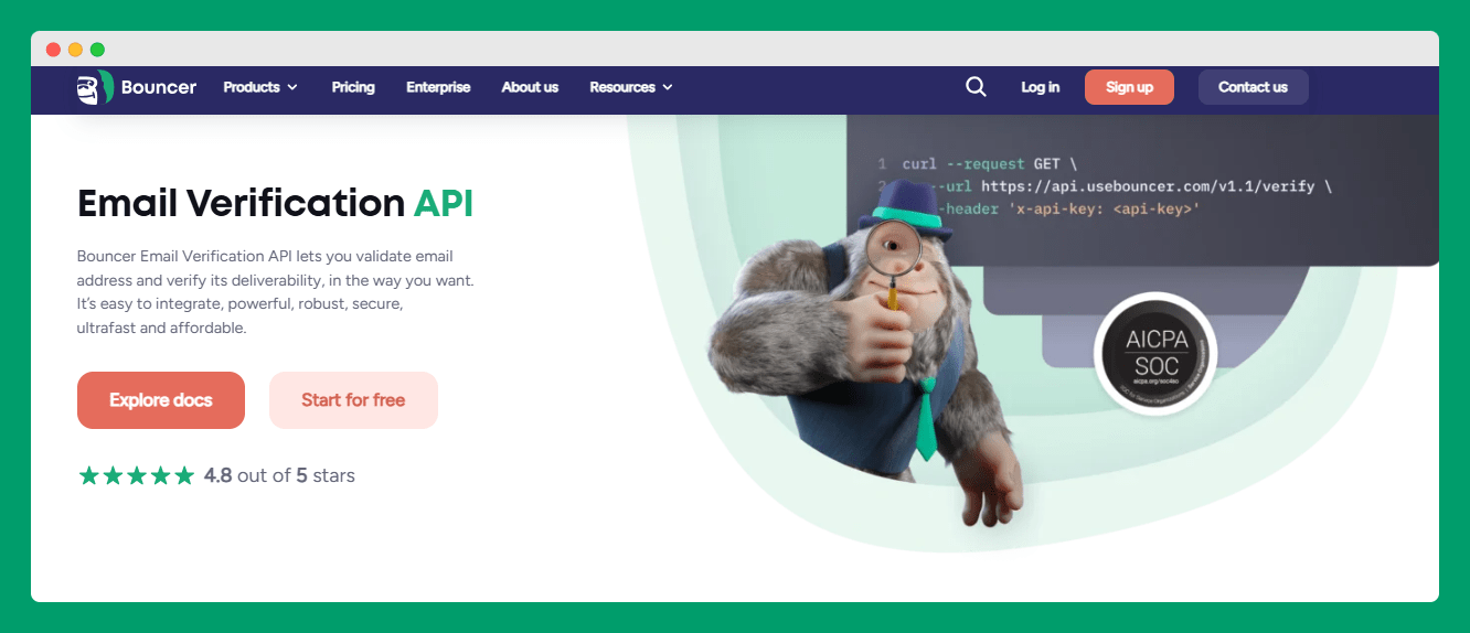 Bouncer email verification API services