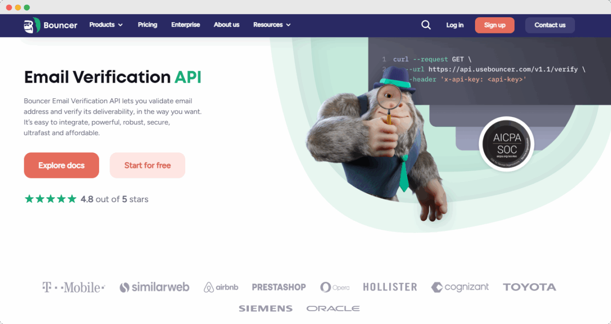Bouncer email verification API