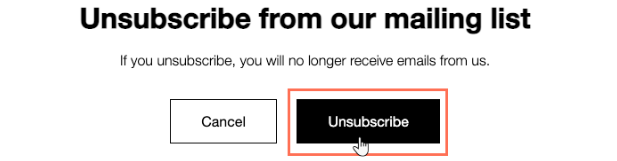 unsubscribe to a mailing list button