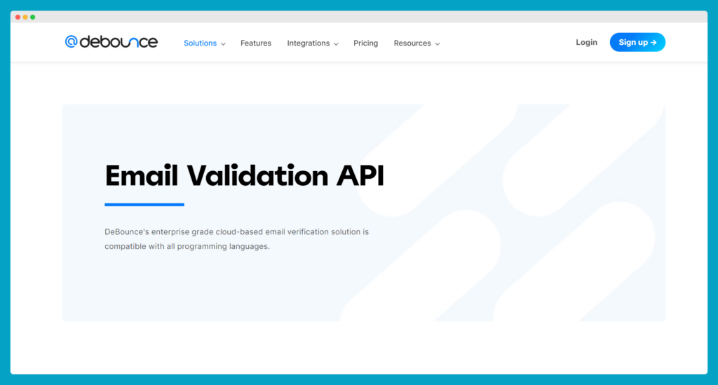 Debounce - validointi API