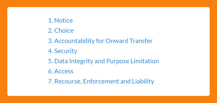 De syv principper i Privacy Shield-rammeværket