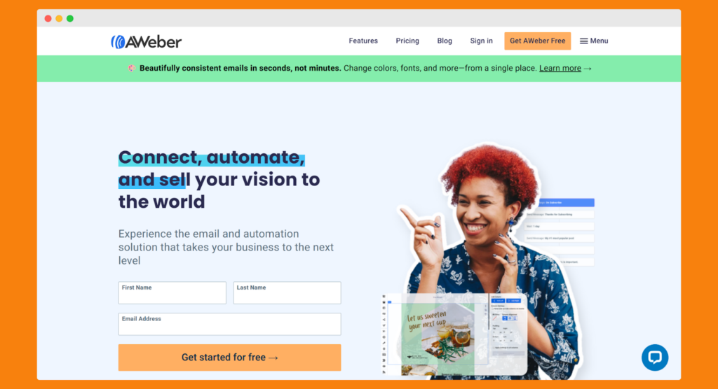 landing pages with Aweber sign in button to Aweber account
