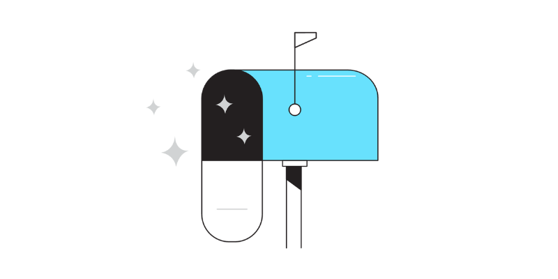 blue, empty mailbox