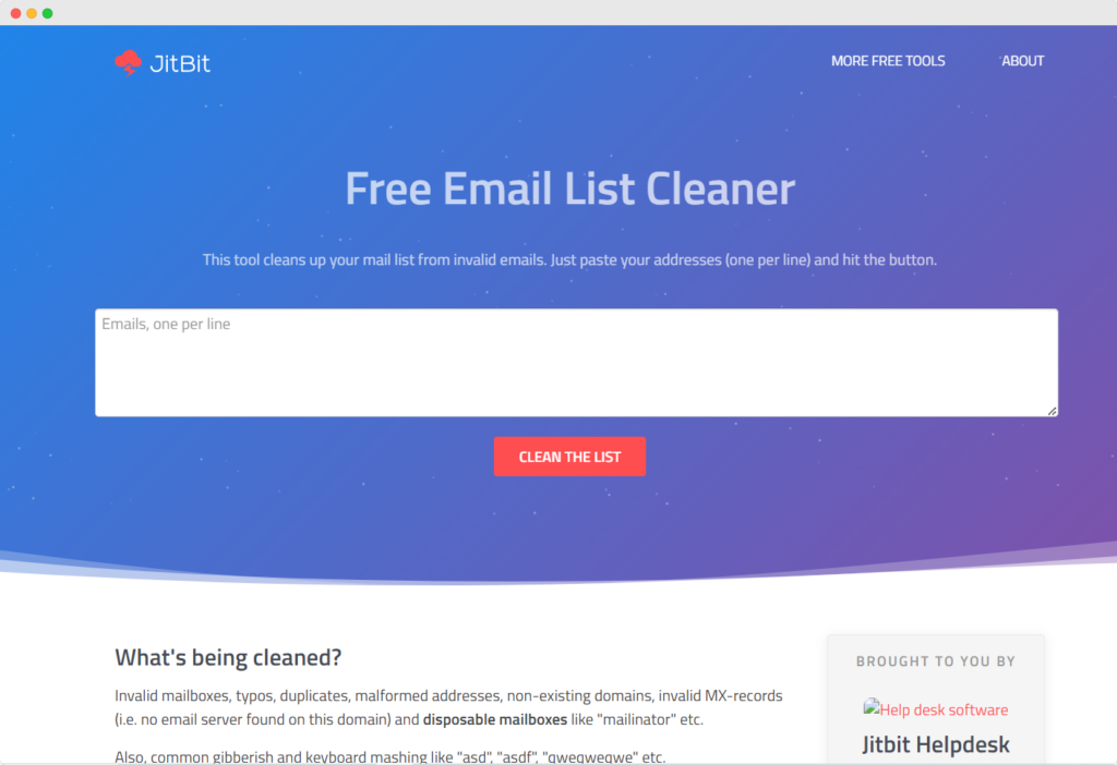 Jitbit Email Cleaner - webpage