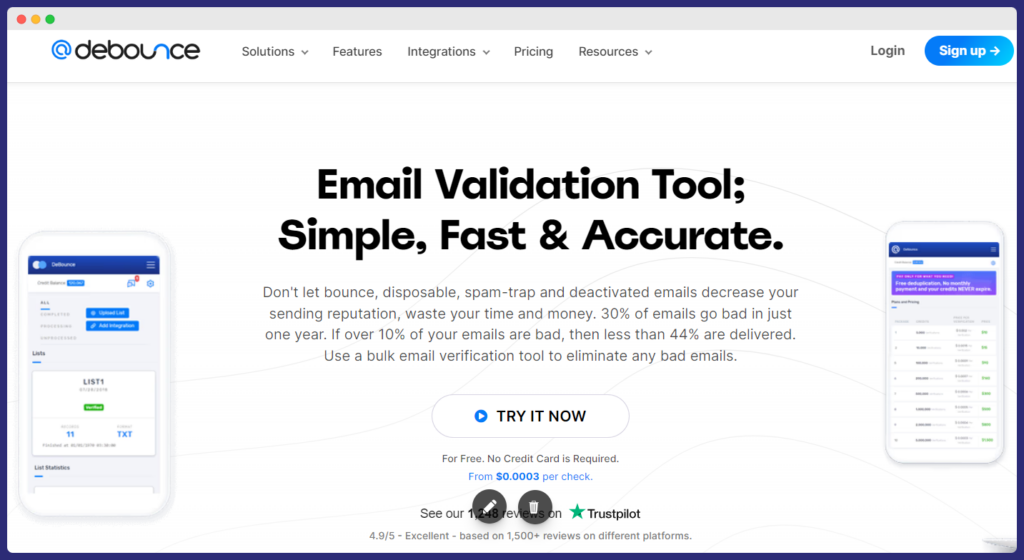 debounce email validation - domovská stránka