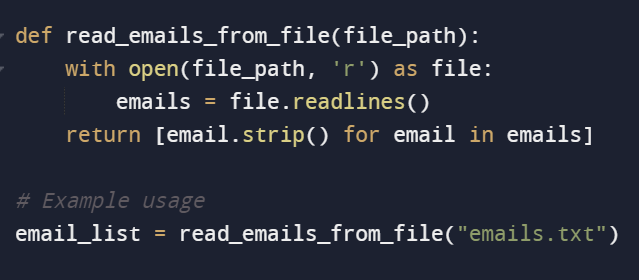 Проверка электронной почты в Python - фрагмент кода