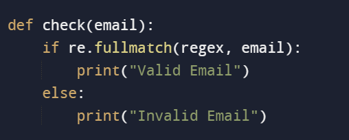 validation d'email en Python - extrait de code