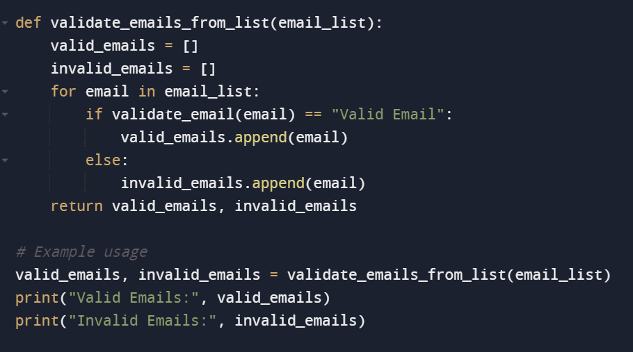 Проверка электронной почты в Python - фрагмент кода