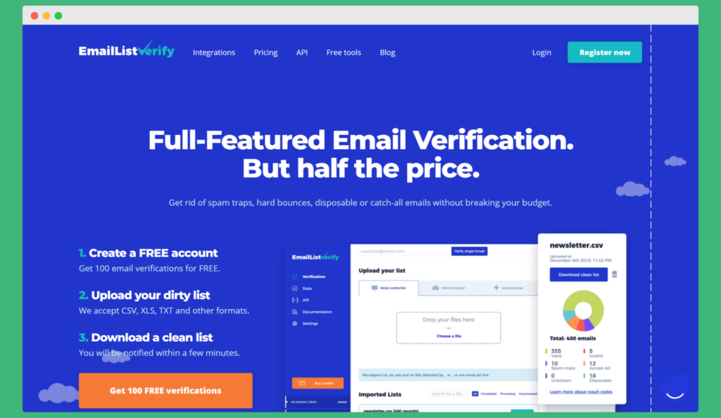 Emaillistverify - один из лучших бесплатных верификаторов электронной почты