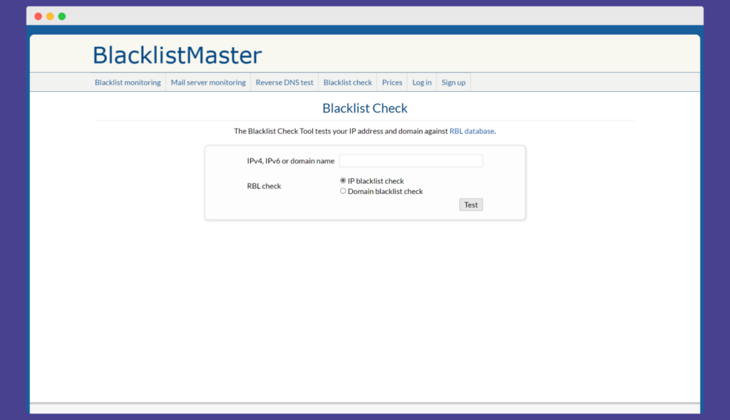 Página inicial do Blacklistmaster
