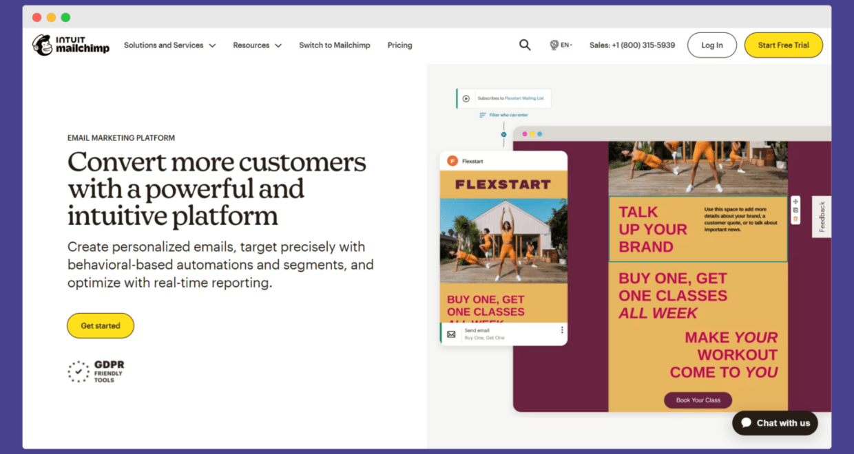 Mailchimp homepage.