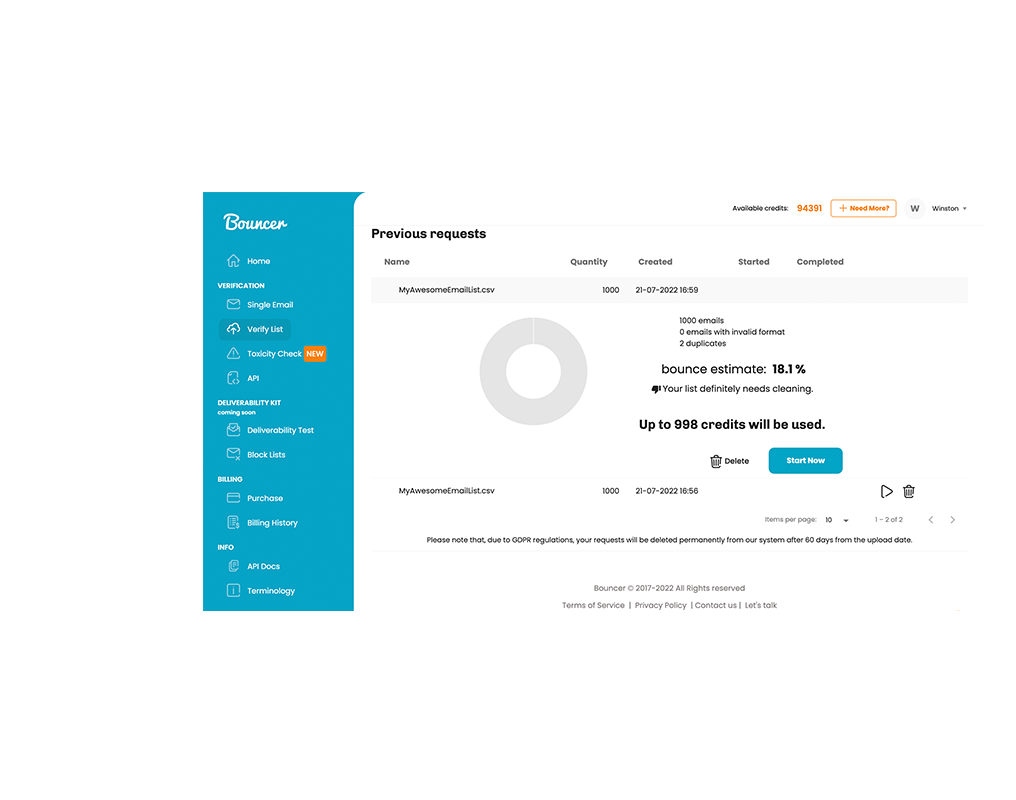 Bouncer - usługa czyszczenia list e-mail