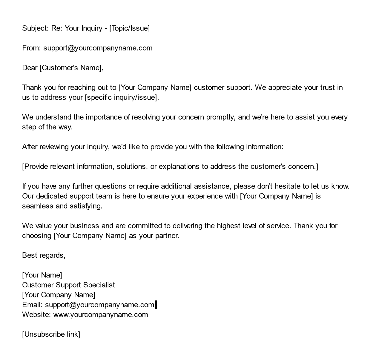 Correo electrónico de asistencia al cliente