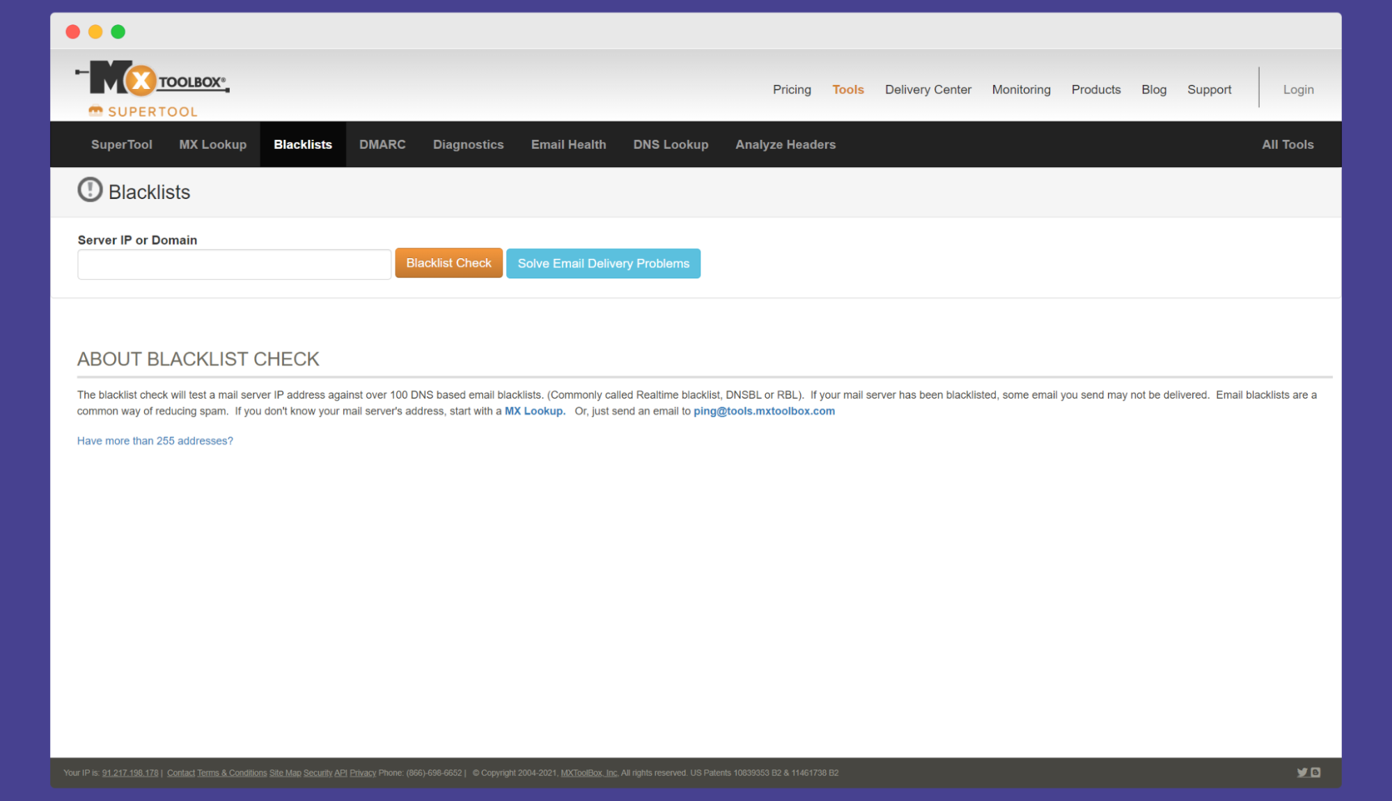 MXToolBox - pemeriksa daftar hitam email