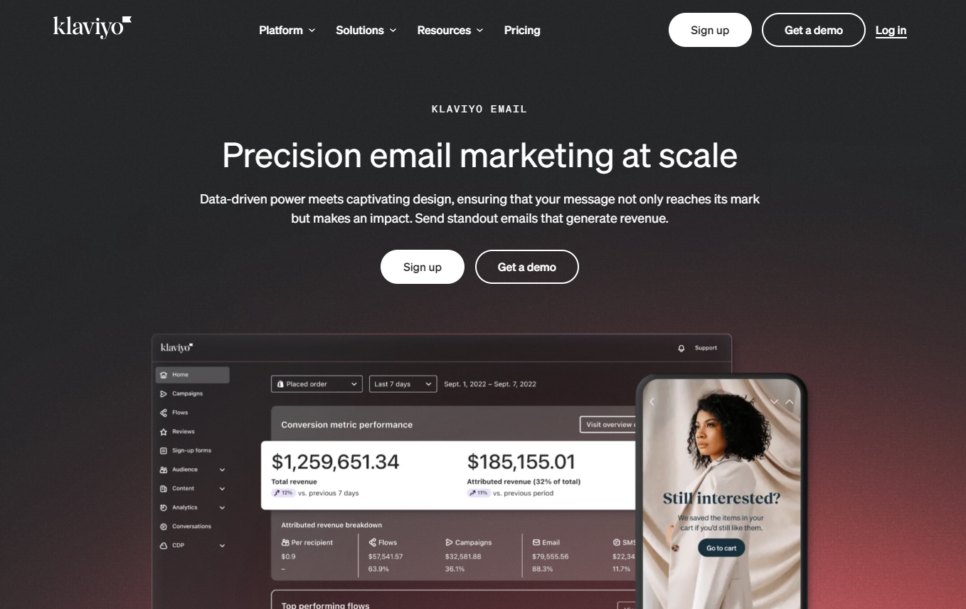 Site da Klaviyo