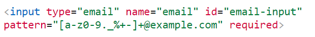 e-pasta validācija html formātā - kods