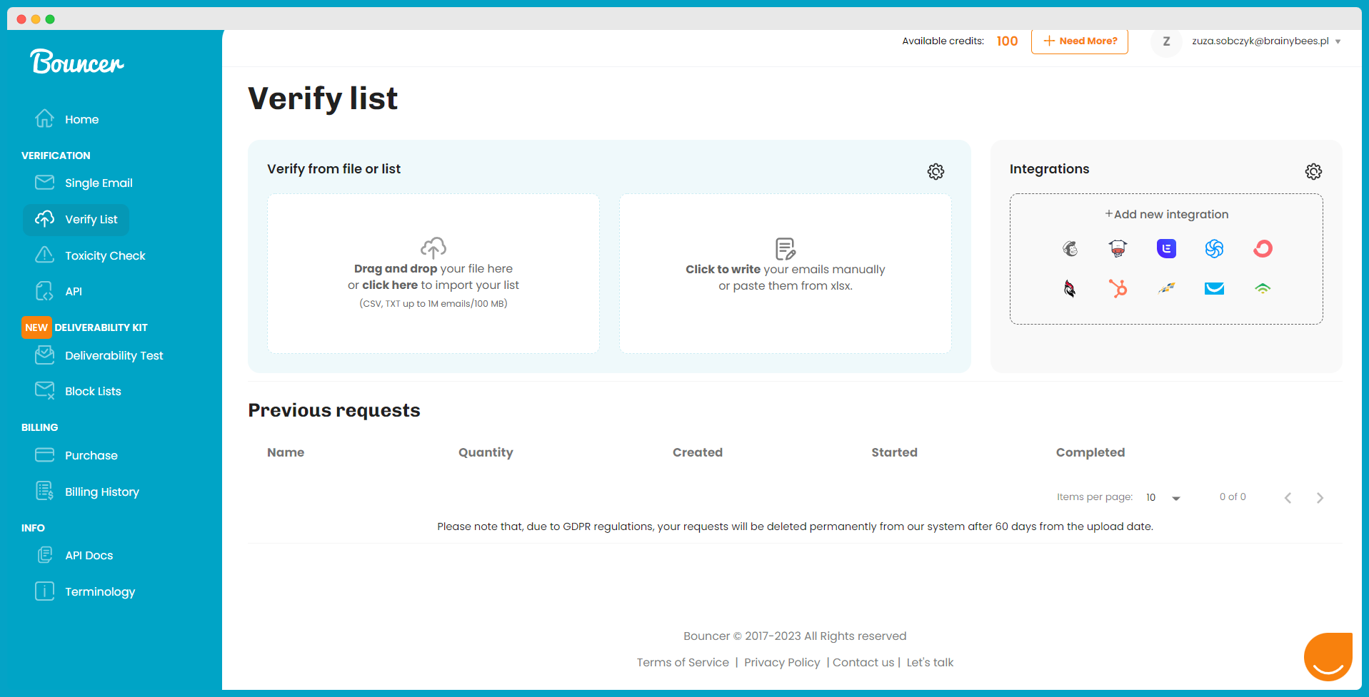 valide su lista de correo electrónico