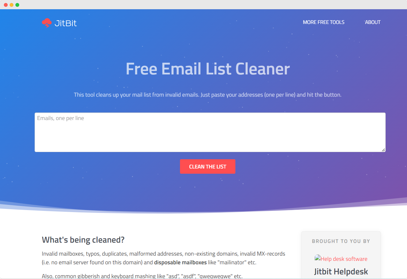 Jitbit E-mail Cleaner - webpagina