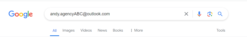 이메일에 대한 Google 검색