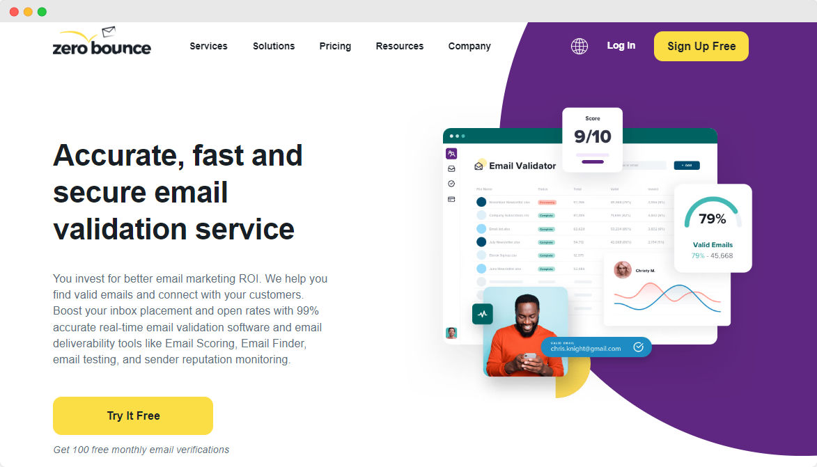 Zerobounce Homepage