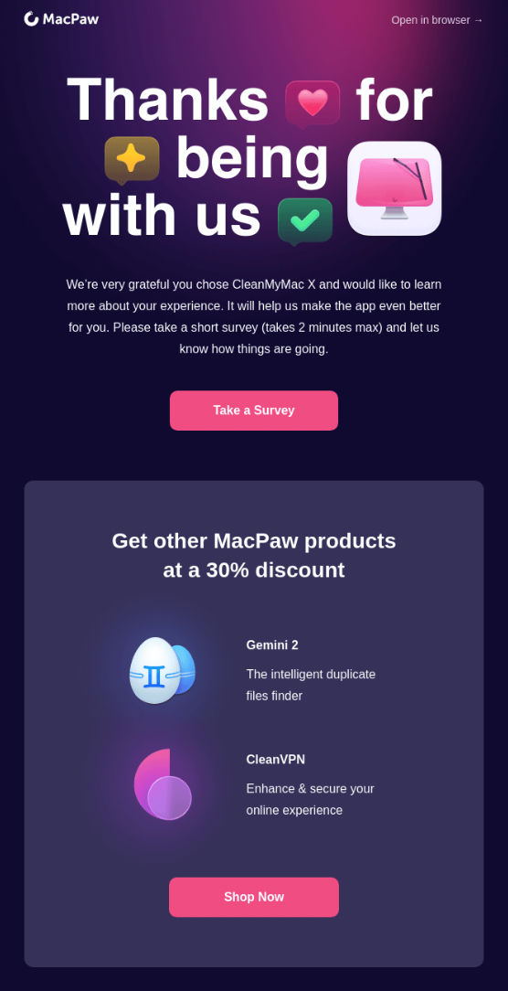 Beispiel für Marketing-E-Mails