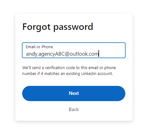 recuperação de senha para o endereço de e-mail
