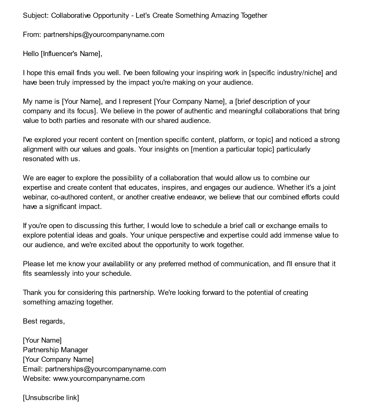 Ένα email σε έναν influencer