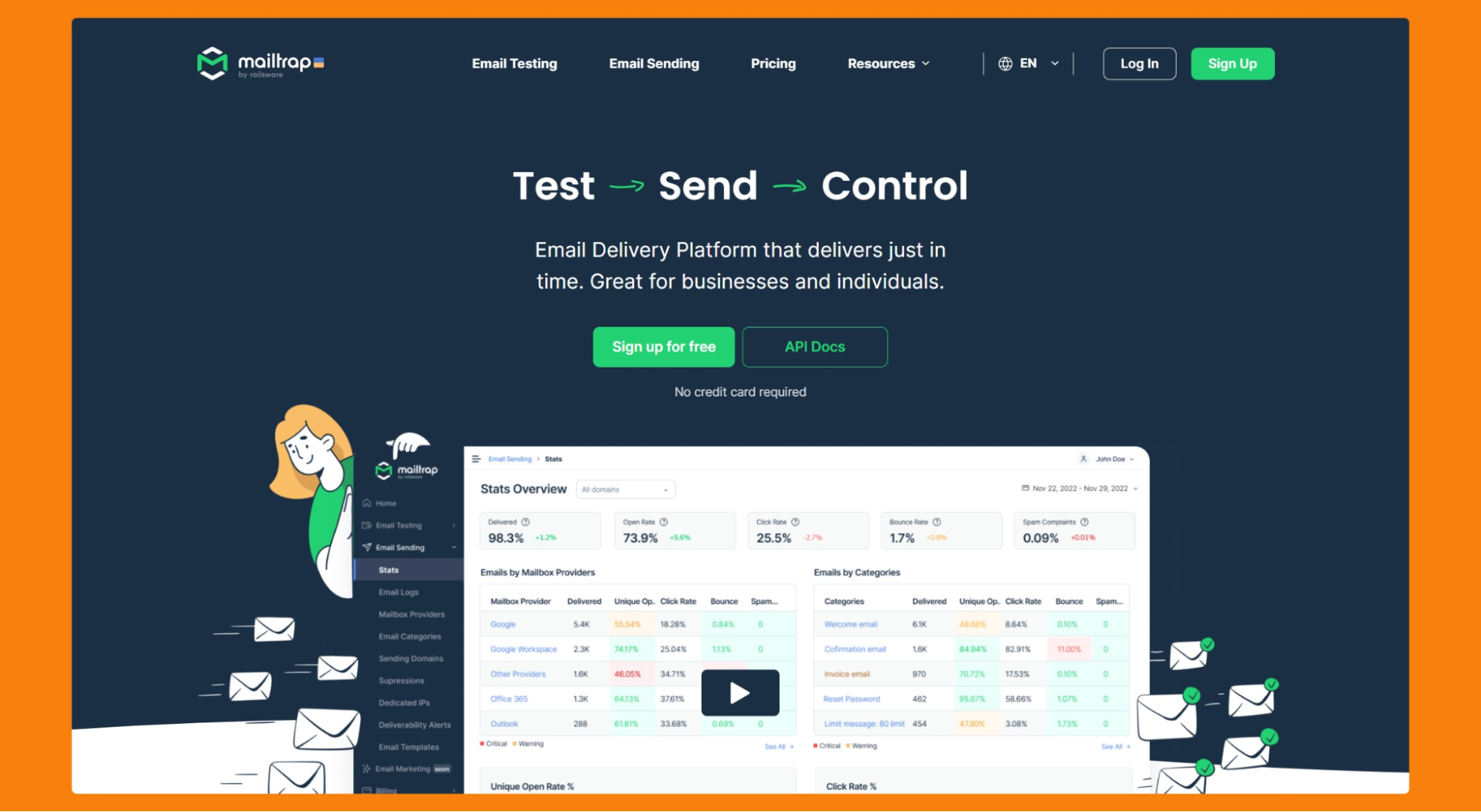 Mailtrap - uma das ferramentas de capacidade de entrega de e-mail