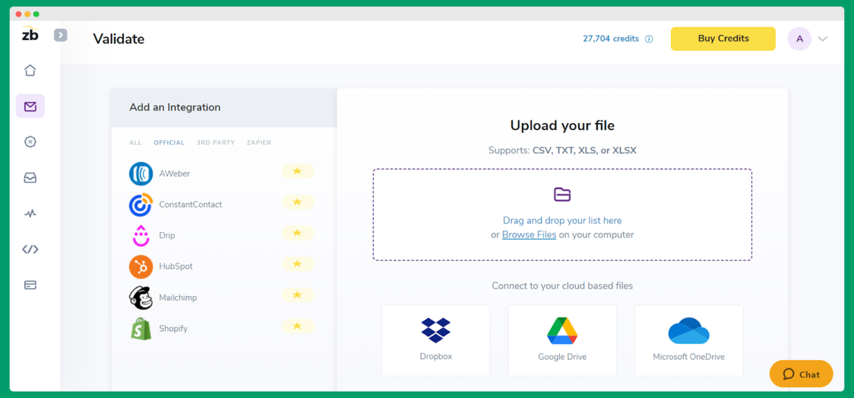 Zerobounce dashboard