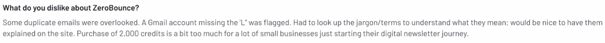ZeroBounce user review