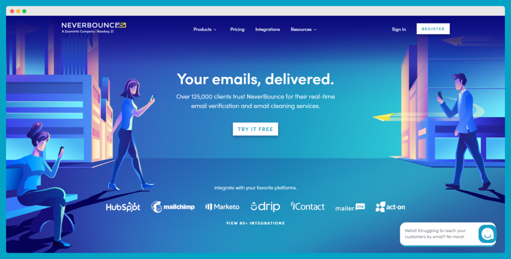 Neverbounce homepage