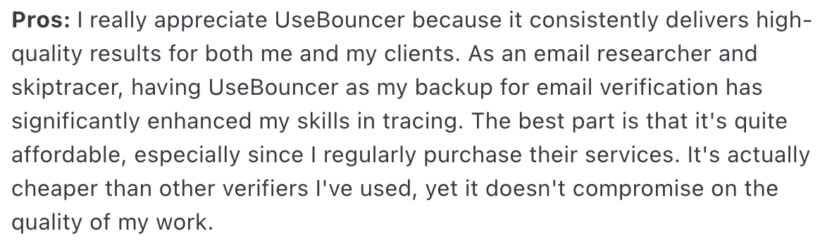 Bouncer review about its high quality results