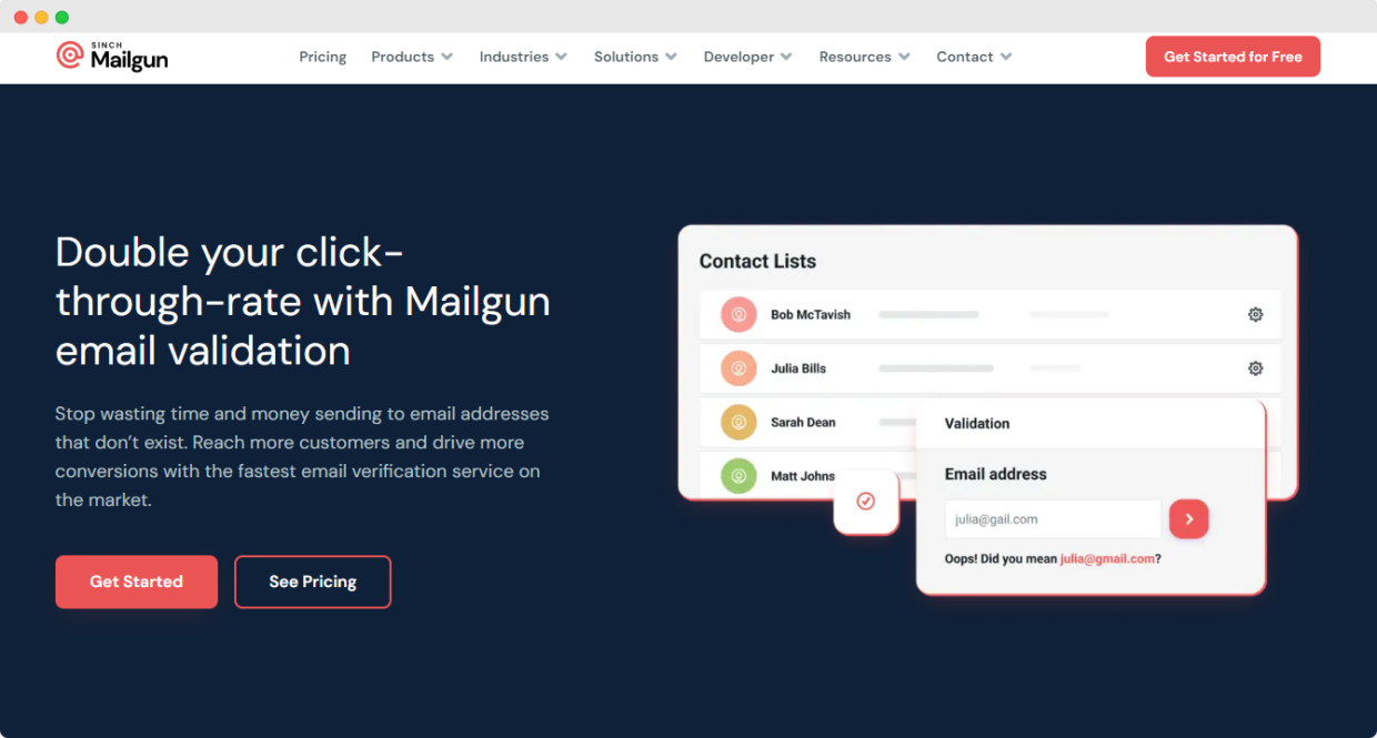 Mailgun homepage