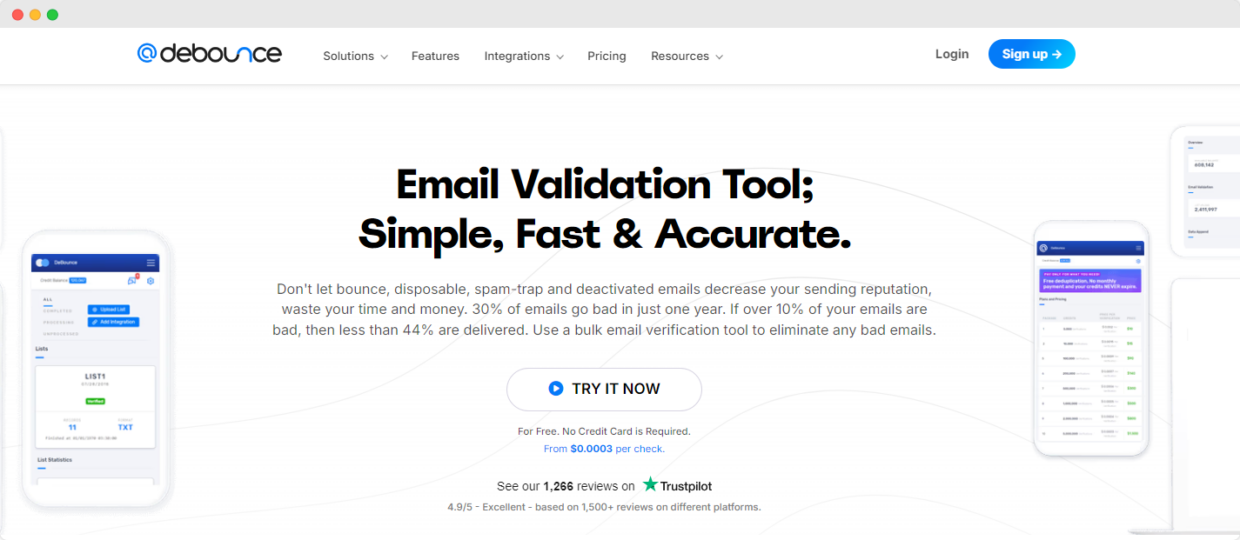 DeBounce homepage