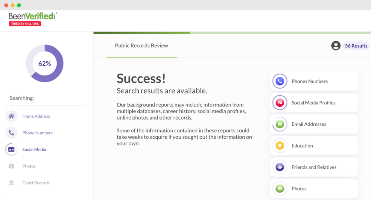 BeenVerified dashboard