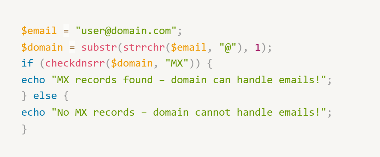 PHP email verification