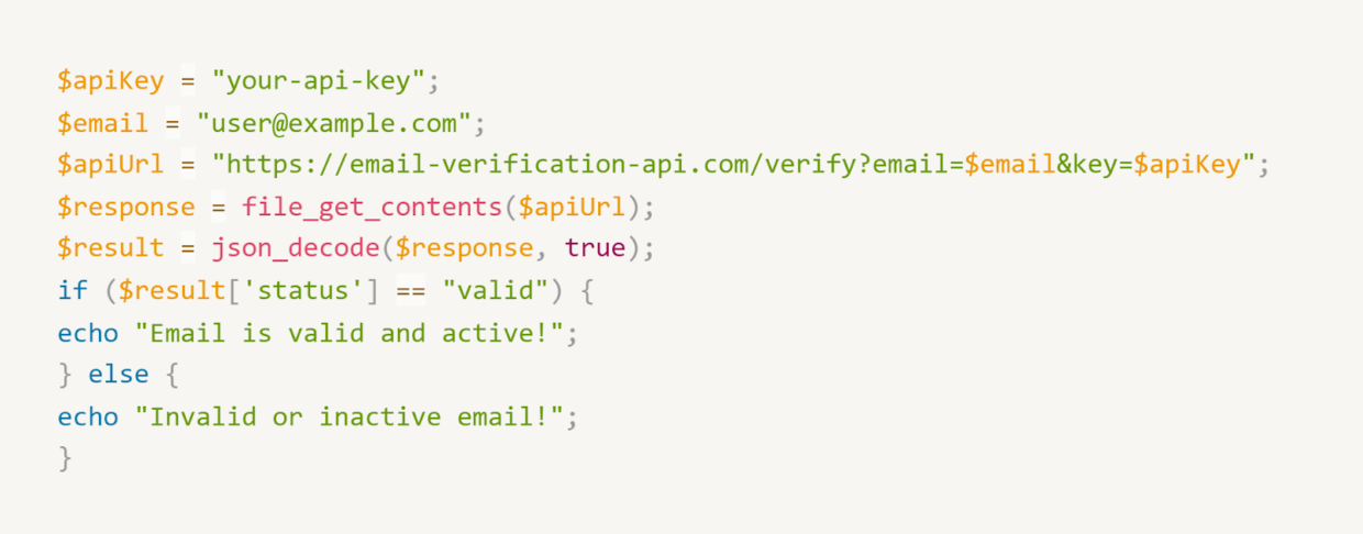 PHP email verification