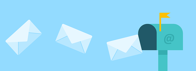 Three envelopes flying toward a mailbox symbolizing email delivery.