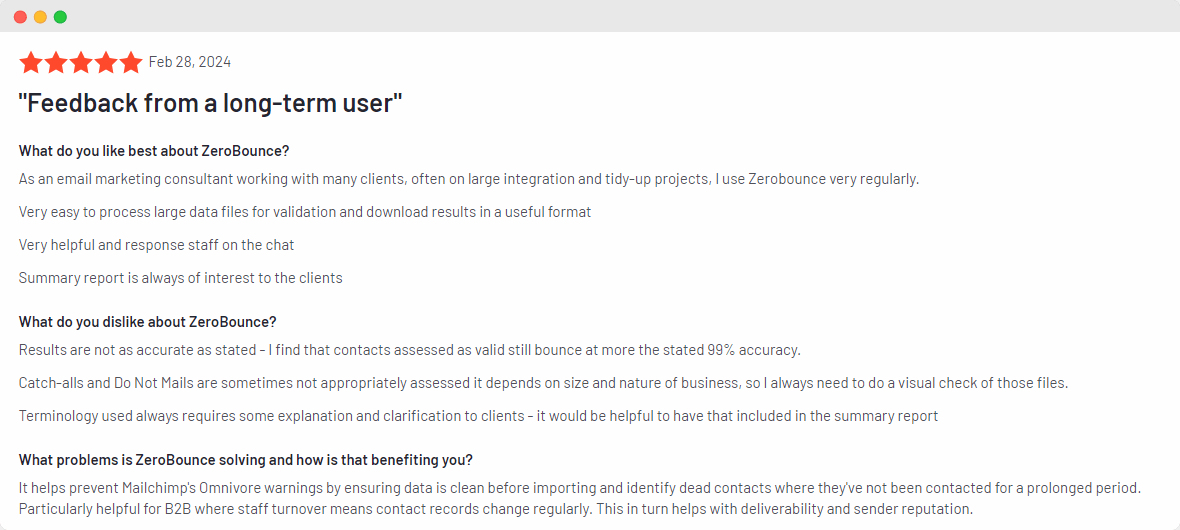 Zerobounce reviews.