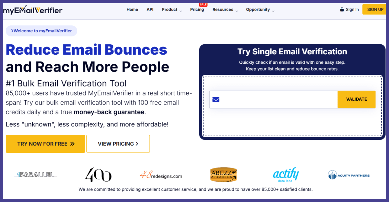 MyEmailVerifier homepage