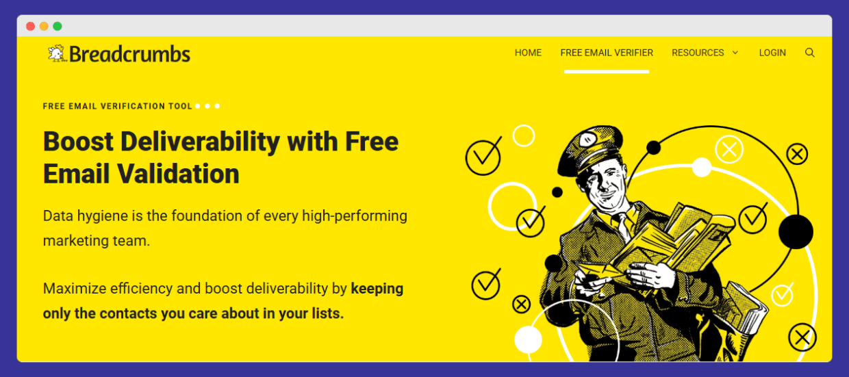 Breadcrumbs Email Verifier homepage