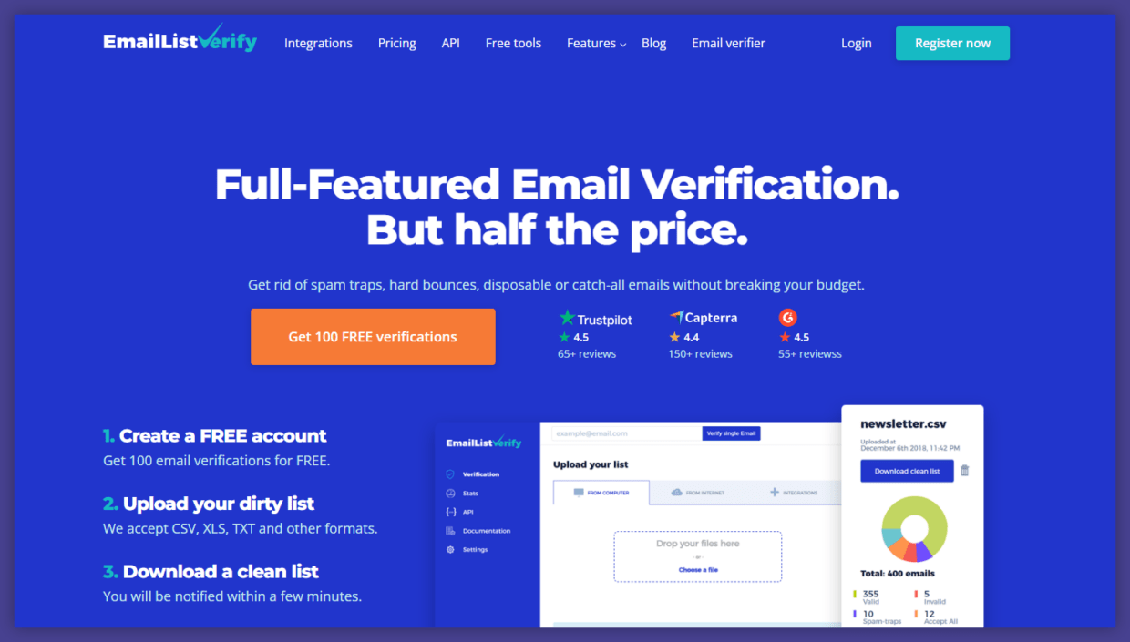 EmailListVerify homepage
