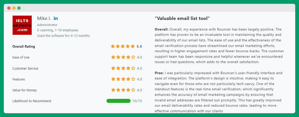 Bouncer review on Capterra.
