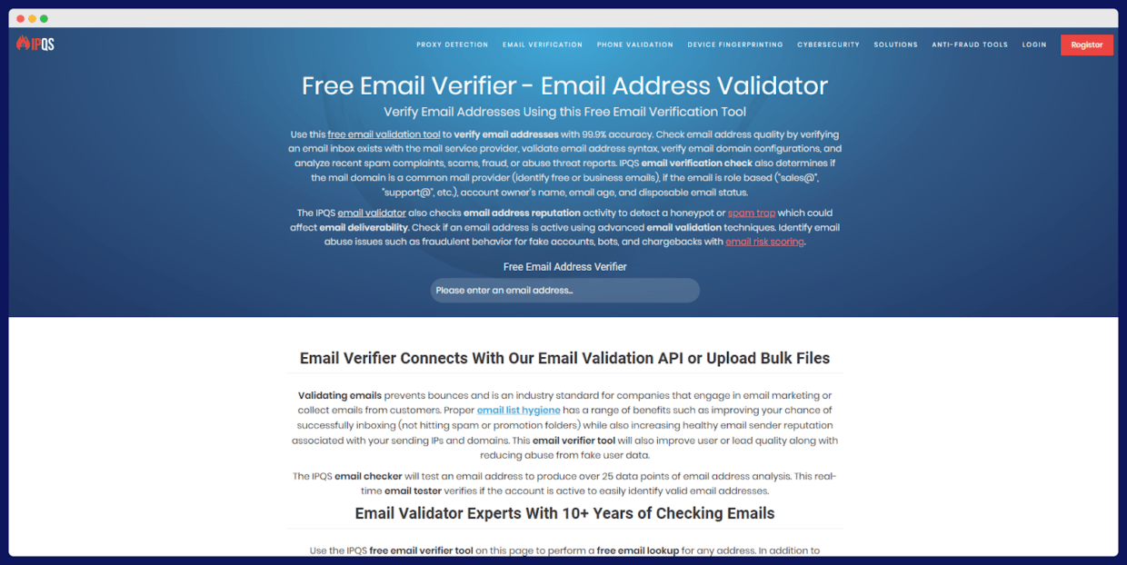 ipqs email validation - a tool for email address verification, and for checking mail service provider timeout.