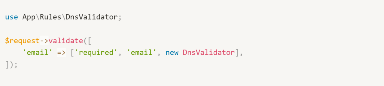 Validating email address using Laravel 