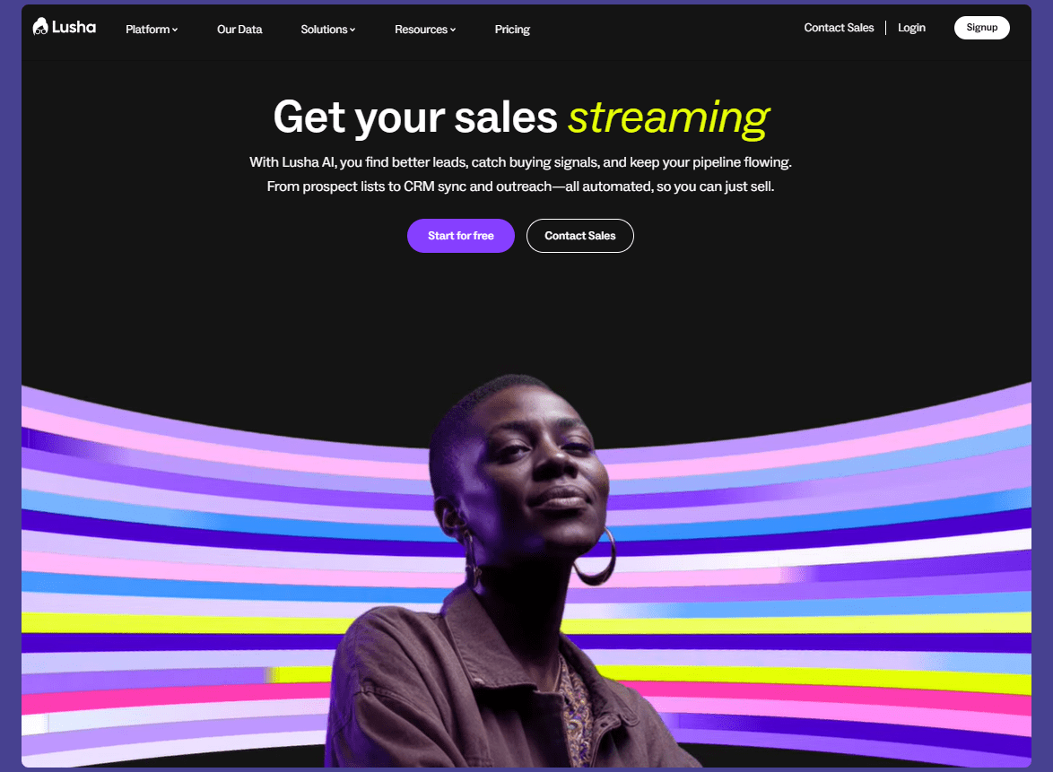 Page d'accueil Lusha