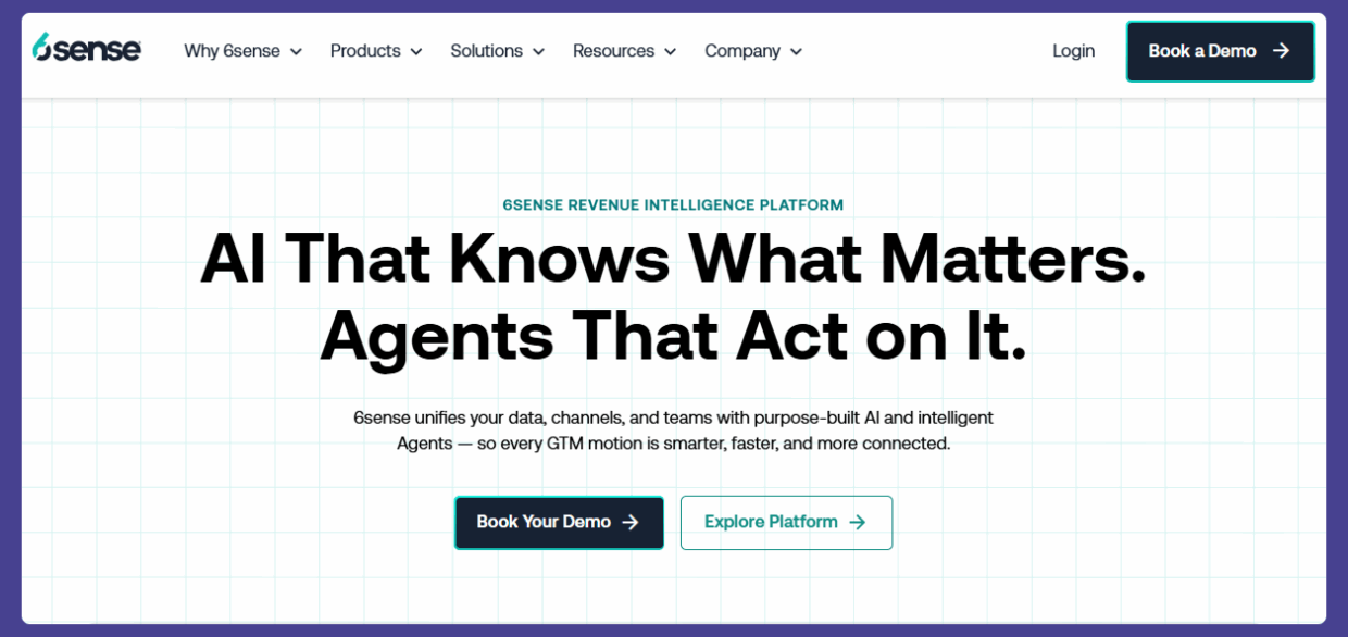 Page d'accueil de 6sense