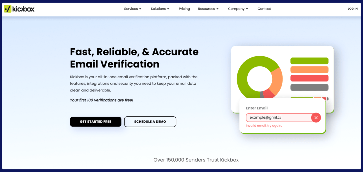 Kickbox email verification homepage