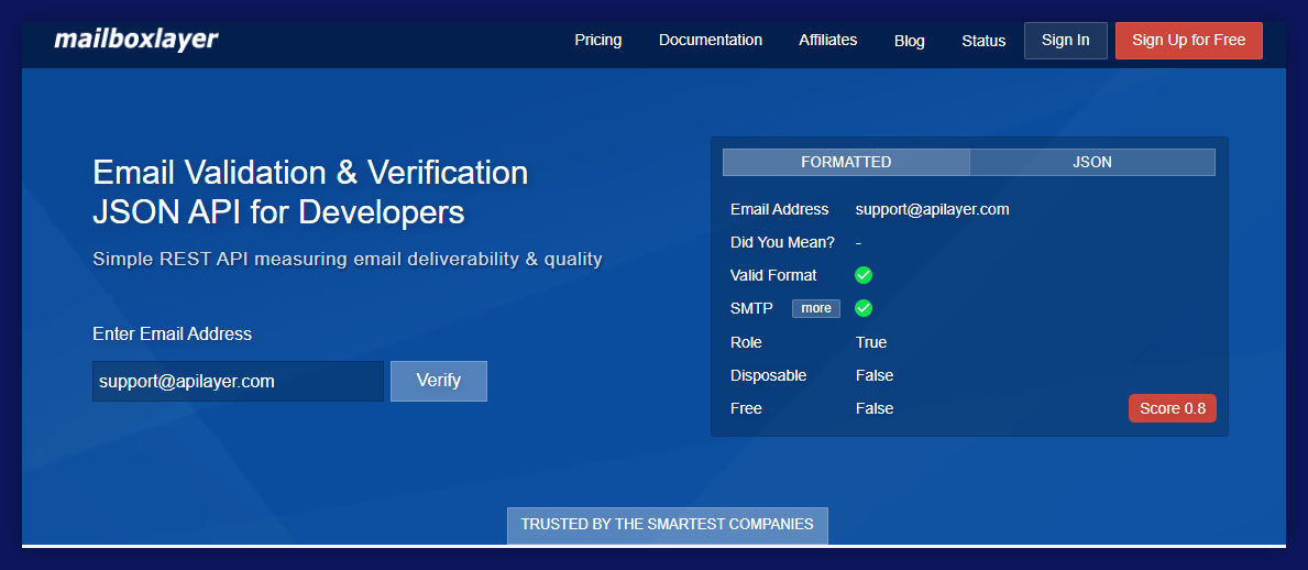 api mailboxlayer