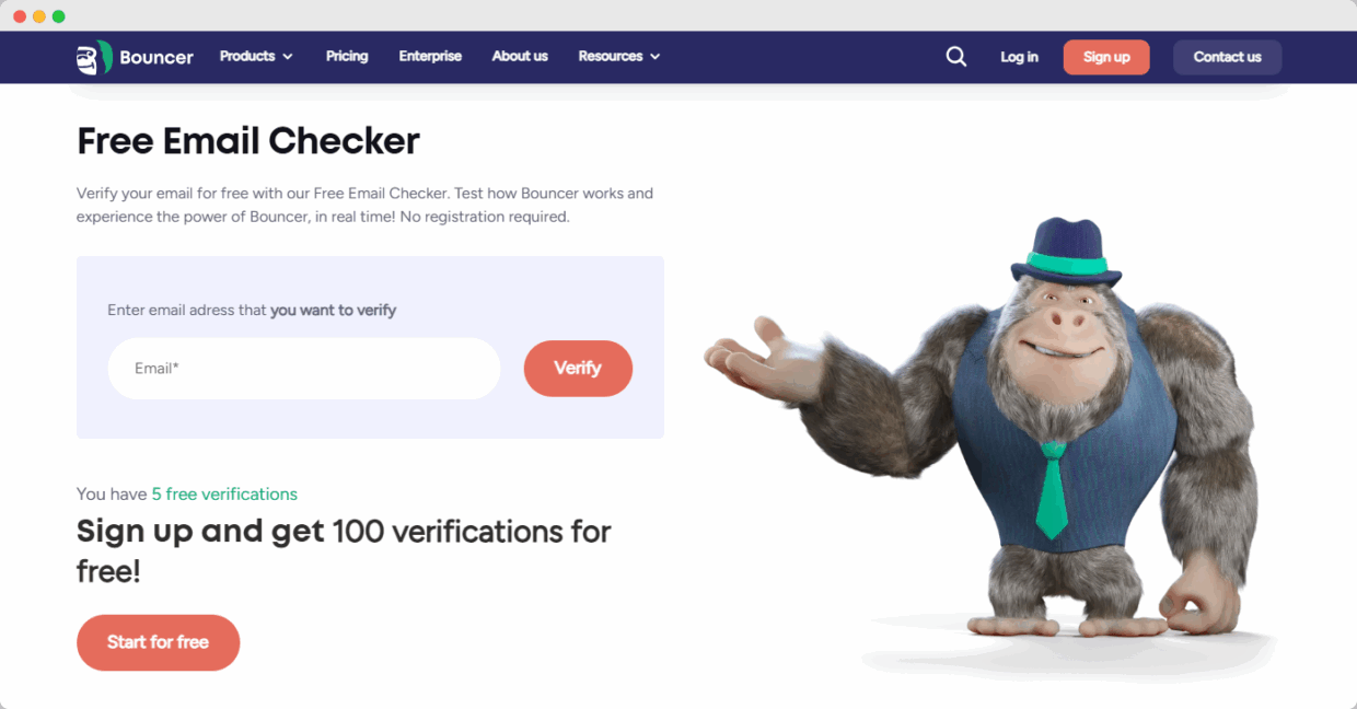 Bouncer free email checker page
